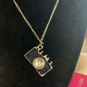 Black and Silver Camera Pendant Necklace